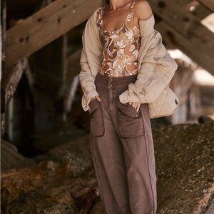 Free People Brown Wide Leg Pants